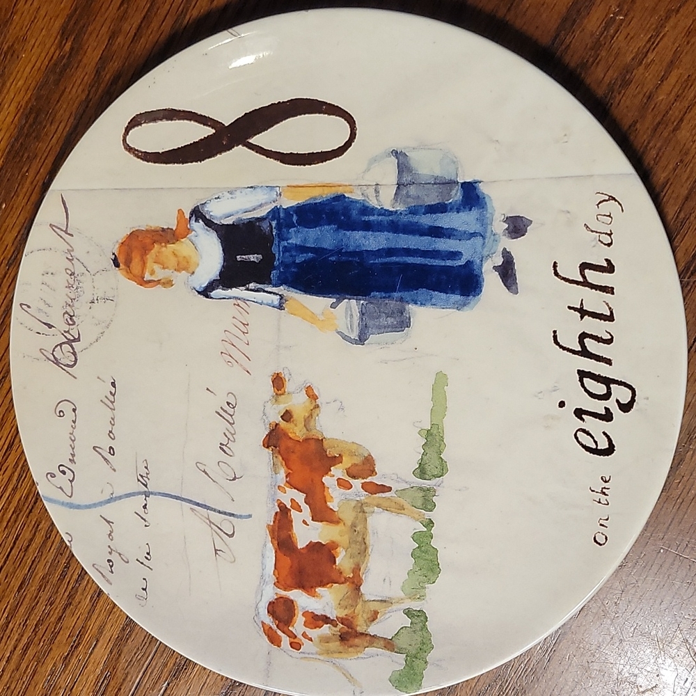 Williams Sonoma Eighth Day Plate with Cow and Milkmaid Design